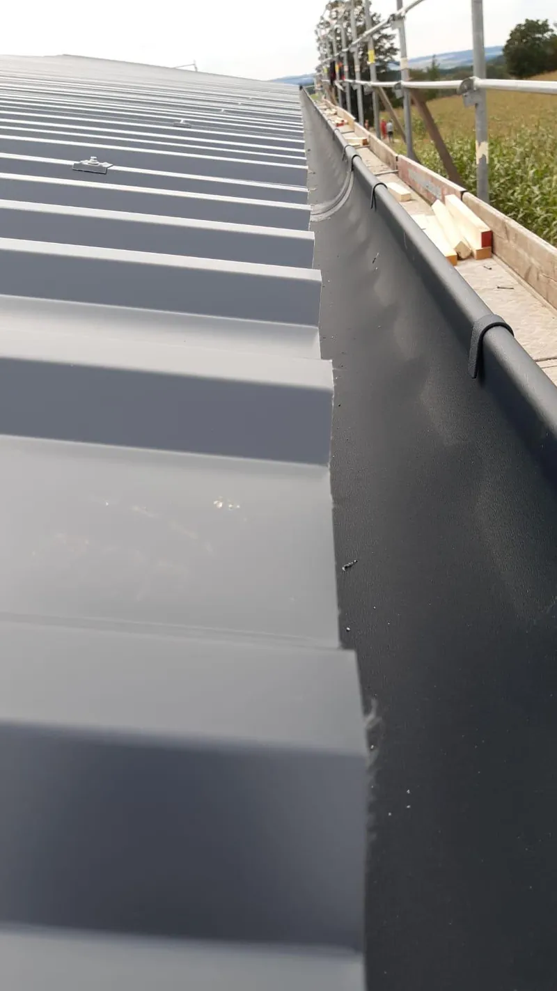Gutter on a metal roof