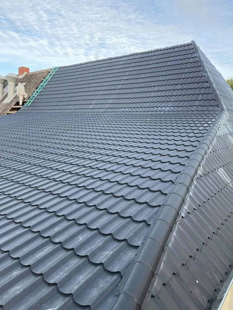 Anthracite tile-effect metal roof