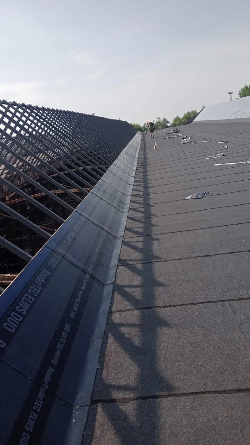 Flat roof edge with new waterproofing