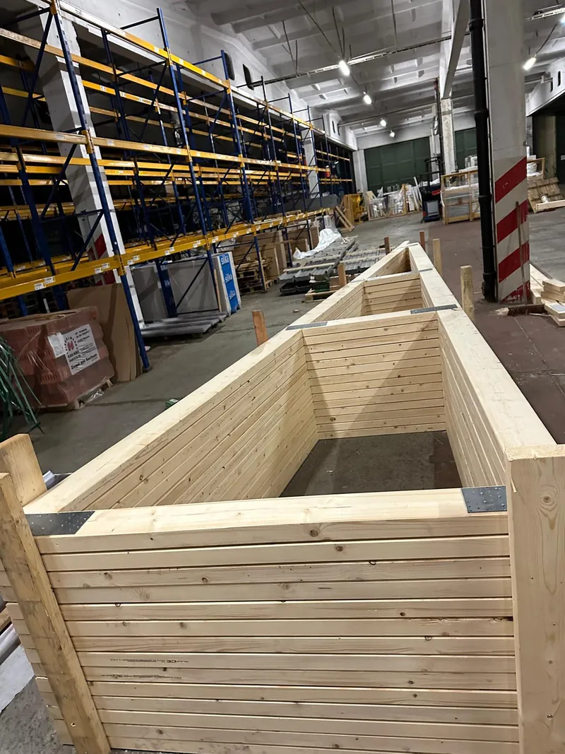 Prefabricated timber structure in the workshop