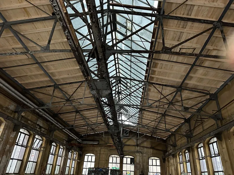 Restored timber ceiling of a historic hall